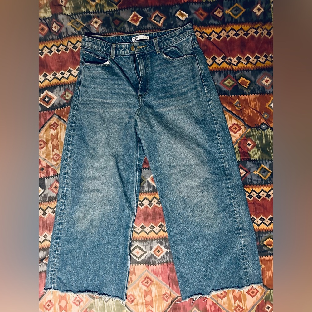Zara Women’s Blue Flare & Wide Leg Jeans - Size 12